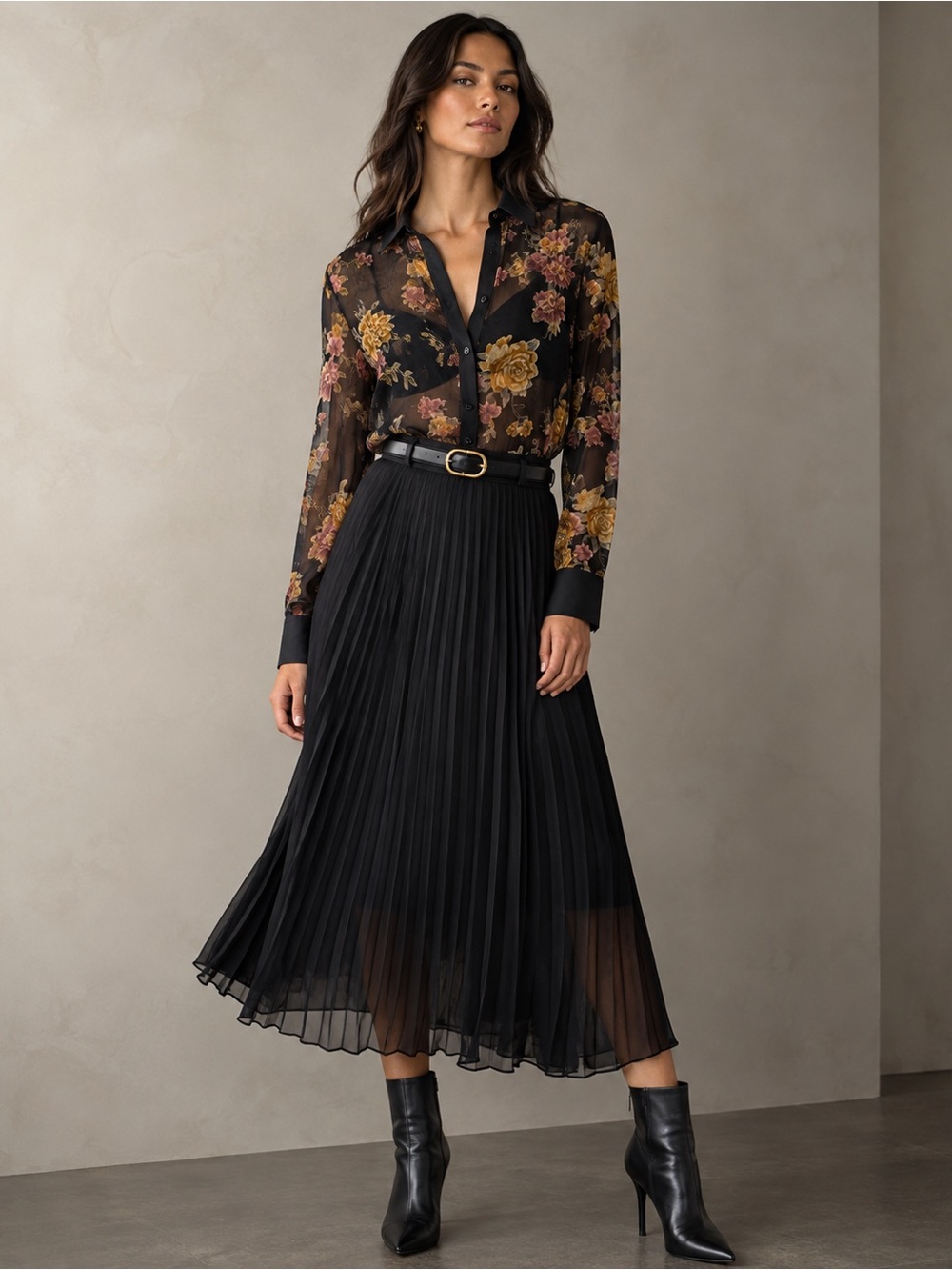 L’AGENCE Hailie Black Floral Burnout Velvet Sheer Blouse – XS